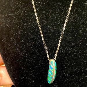 925 sterling silver opal inlay leaf $30